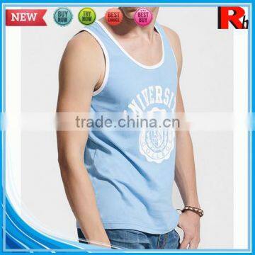 China Custom Wholesale Men Polyester Screen Printed Low Cut Tank Tops for Sale photo-4