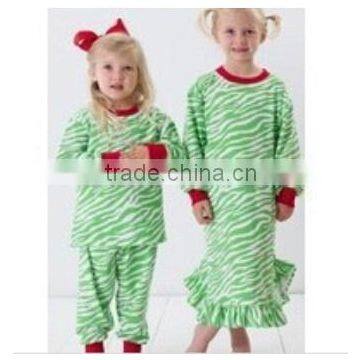 Xmas 2015 baby girl stripe cheap price girl stripe boutique pajamas fall cotton floral cotton damask green caters stripe outfit