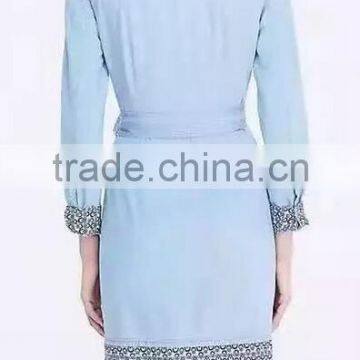 Runwaylover EY1016C Lady Fashion Garment Manufacturer Long Denim Trench Coat for Women photo-3