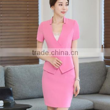 Women summer two pieces short sleeve blazer and skirt set women office business suit