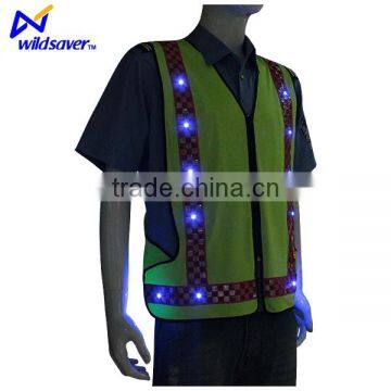 Flashing LED lighted reflective safety vest