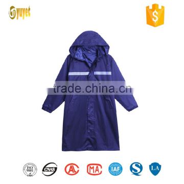 purple 300D oxford long raincoat with reflective tape