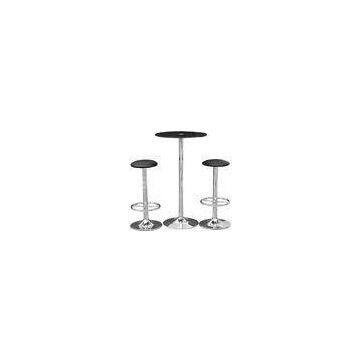 Black Hotel Modern Glass Bar Table Steel Legs Round High Top Table