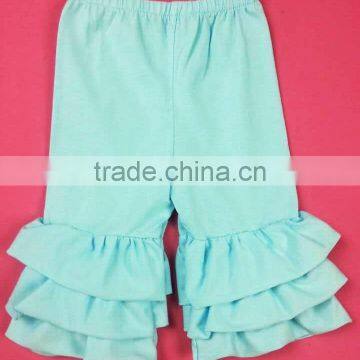 Latest design plus size girls ruffled capri pants triple ruffled capri for baby girls