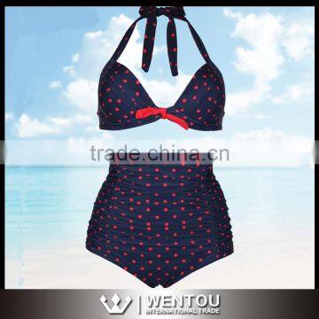 Fashion Sexy Women Polka Dot High Waisted Bikini Swimwear