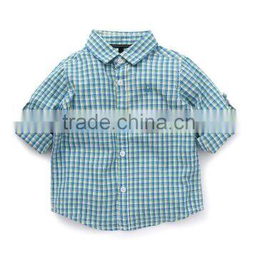 New arrival little boy clothes short sleeve boys fancy shirts lattice boy shirt