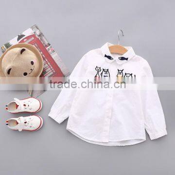 Autumn Children's Boutique Clothing Wholesale Infant Girls Cotton Top Baby Long Sleeve embroidery Shirt