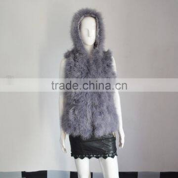 SJ007-01 Top Quality 2017 Fashion Apricot Turkey Feather Vest photo-5