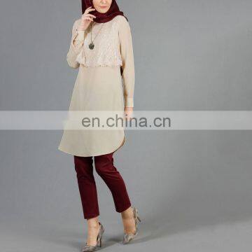 Ladies Tunic Top Wholesale Ladies Cream Lace Tunic Top Shirt Chiffon One Size Plus Loose Blouse photo-4