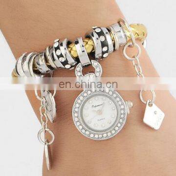 2017 Fashion New Personality Woven Leather Belt Diamond Watches Bracelet Pendant Wristwatch for Women photo-6