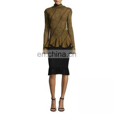 Bulk women clothing peplum hem slim ladies fashion new long tops