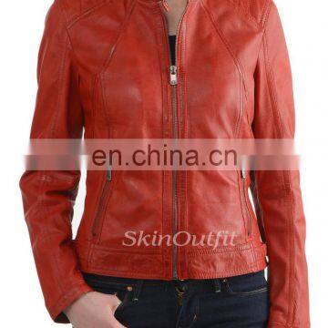 New Design High Quality Red Leather Jacket ForWomen