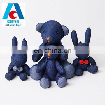 Custom Cute and high quality jeans soft animal toys for baby