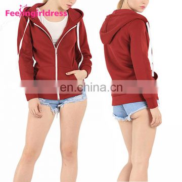 New Design Custom Logo High Quality Long Sleeve Zip Up Red Supreme Hoodie