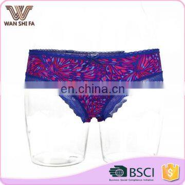 Customized size fashion printed seamless lace panties woman underwear