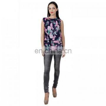 Floral Monsoon Navy Blue Colour Crop Top for girls