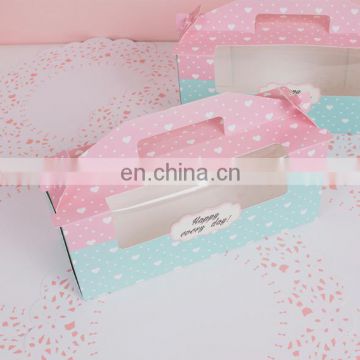 Bright colors small cake paper box packaging with window