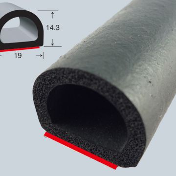 D-Shaped EPDM Sponge Rubber Seal with HT (General Acrylic) Pressure Sensitive Adhesive System 3/4