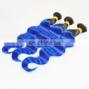 Hot Selling Top Quality Full Cuticle Brazilian Virgin 2 Tone Color Ombre Hair Color 1B/Blue photo-2
