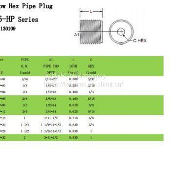 hollow hex pipe plug 5406-hp series