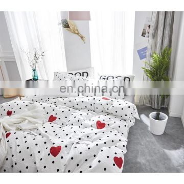 100% cotton new style bedding linen modern bed sets linen sheets duvet cover with red heart delicate pattern for living room