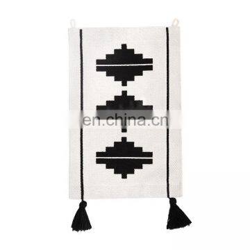 Custom Indoor Home Decor Cotton Thread Woven Geometric Pattern Printing Wall Hanging Tapestry With Hand-knotted Tassels photo-3