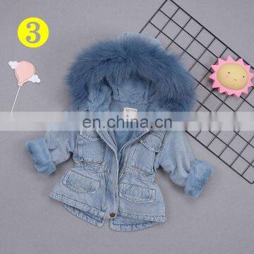 Winter Toddler Baby Girls Hooded Coat Jacket Kids Faux Fur Fleece Warm Thick Denim Warm Costume Boys Outwear photo-6