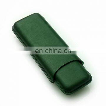 Handmade Portable High Quality 2piece Genuine Leather Custom Cigar Holder Case With Cutter Gift Set photo-4