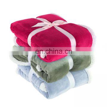 Amazon Hot Selling Customized High Quality Plush Thick Flannel Fleece Sherpa Backing Warm Throw Blankets for Winter photo-4