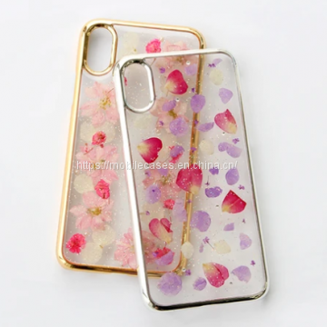 Plating Edge Epoxy Phone Case Flower Phone Case Floral Mobile Cover