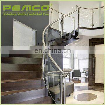 Modern Design Model Railing Removable Clear Tempered Glass Stair Stainless Steel Handrail