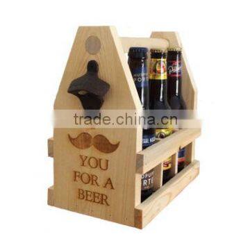 Custom Unpainted Wooden Beer Carrier,Natural Color Wood Tote