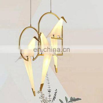 Modern Paper Crane Metal Chandelier LED Bird Design Pendant Lamp For Restaurant Living Room photo-4