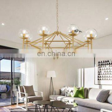 Hotel Ceiling Hanging Cluster Gold Circular Uplight Chandelier Pendant Light photo-3
