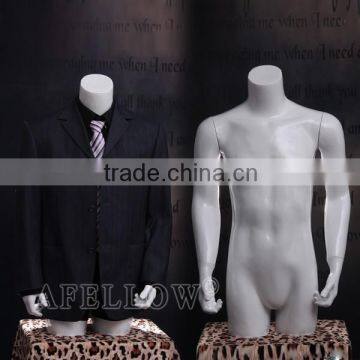 fiberglass glossy white half-length male mannequin on sale