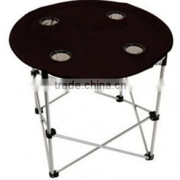 camping folding round table with four cup holder