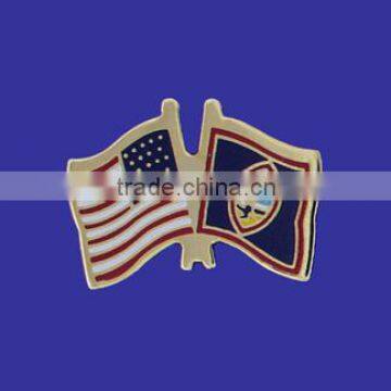 Custom design high quality cloisonne hard enamel filled USA Guam World Flag Lapel Pin