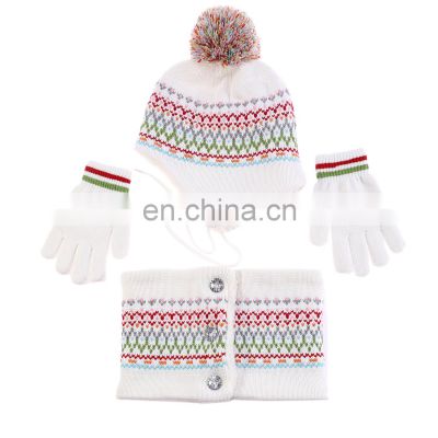 Winter Hat Scarf Gloves Set Girl Boy Earflap Beanie Fleece Warm Kids Autumn Skiing Accessory Outdoor Thermal For Toddler Baby