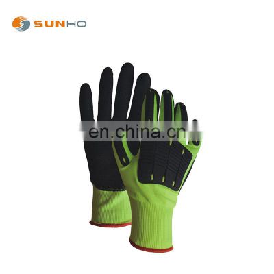 Sunnyhope Work Gloves 13 gauge nylon liner with smooth nitrile 3/4 coated and nitrile sandy palm coated.