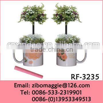 Promotional Wholesale Painted U Shape Ceramic Cheap Flower Pots