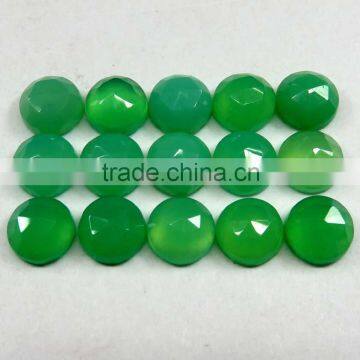Green Chrysoprase 7x7 mm Round Faceted Cabochon