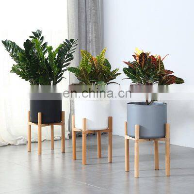 Plant Flower Pot Home Nordic Style Cheap Artificial Indoor Wholesale Stand Plastic Wooden Plant Flower Pot & Planters