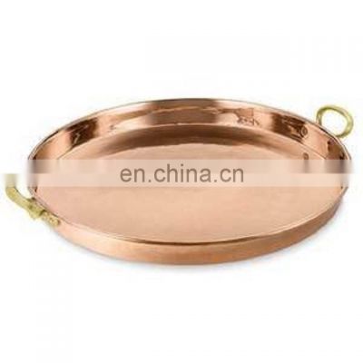 copper plated hammered tray with handle