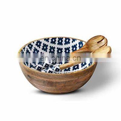 enamel wooden bowl with spoon