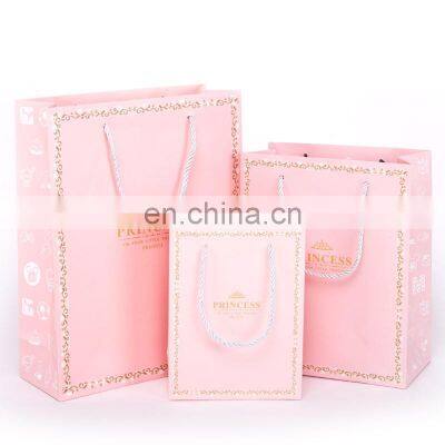 Wholesale fashion flower bridesmaid gift wedding paper shopping bag with handles