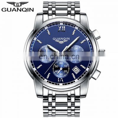 GUANQIN GS19018 Design Stainless Steel Band Wristwatch Luxury Men's Quartz Watch