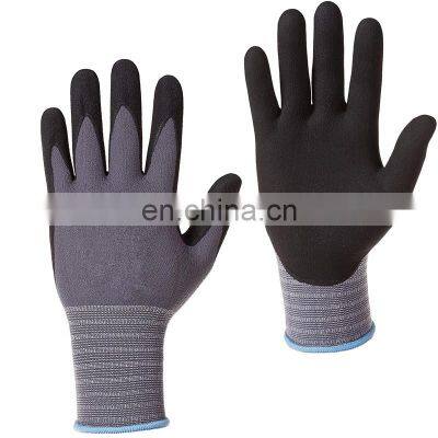 NBR Power Grip Safety Working Gloves Durable Micro Foam Nitrile Coated Flexible Fit Work Gloves For Automotive Steel Stud Framer