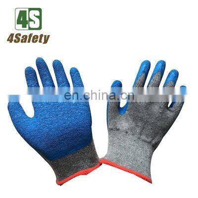 4SAFETY Cotton Knitted Latex Rubber Palm Coated Industrial Safety Working Gloves