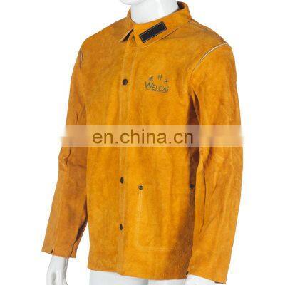 Fire Retardant Welder Clothing Cowhide Spark Proof Coverall Split Cow Leather Welding Jackets