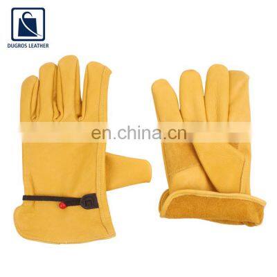 Hot Selling Leather Hem Binding Golden Yellow Color Leather Gloves Manufacturer photo-5